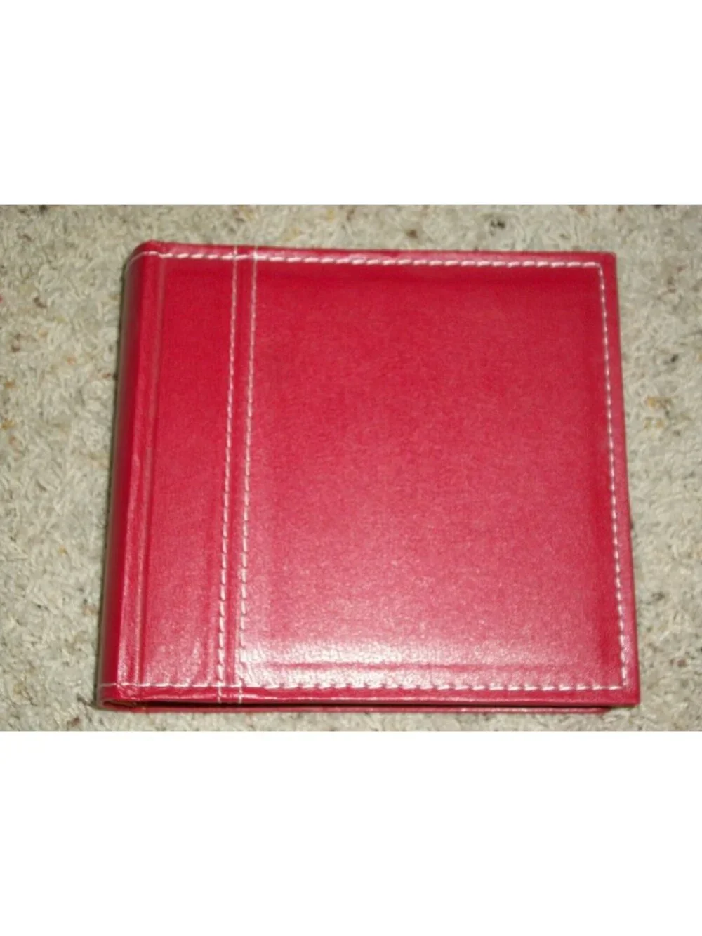Small Red Photo Album Lined Pages For Notes Holds 4x6 Photos Faux Leather Cover